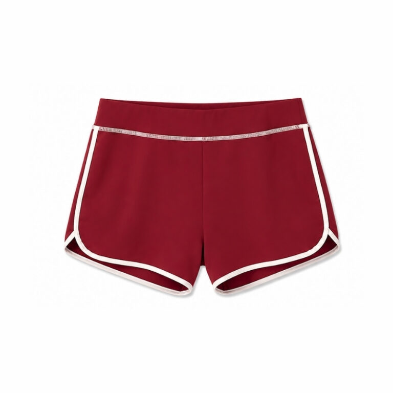 Flat lay of the syrah red Cala high-waist boyshort with light contrast binding