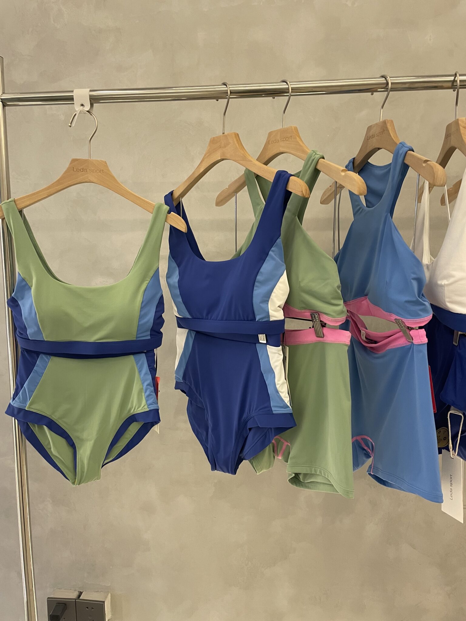 Leda Sport swimwear displayed at the Shanghai Magnolia Plaza pop-up