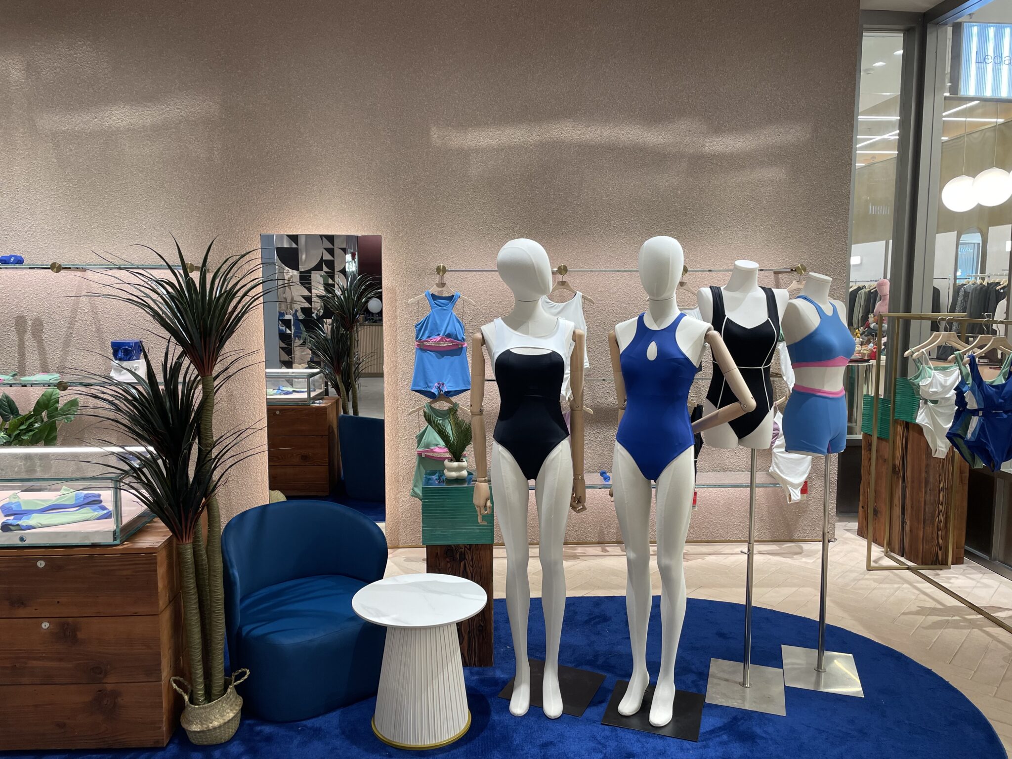 Leda Sport swimwear display at Galeries Lafayette in Shenzhen
