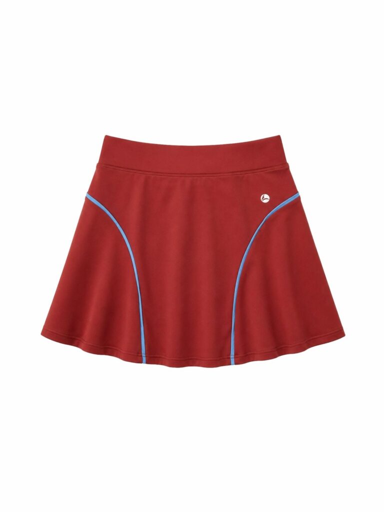Siena high-waist swim skort in syrah red, to wear with the Cala top